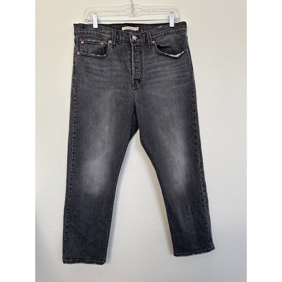 Levi's Wedgie Straight Charcoal Black Button Fly Jeans High Rise Women 31 31x26 - Picture 1 of 9